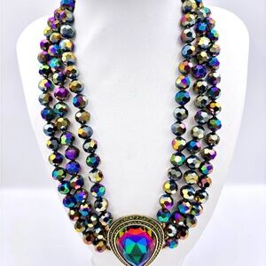 Heidi Daus Tailered Iridescent Teardrop Pendant Necklace JP453